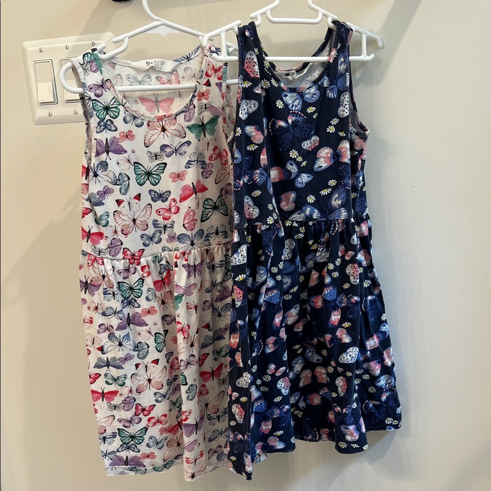 H&M Kids Dresses with Butterfly Prints - White and Navy